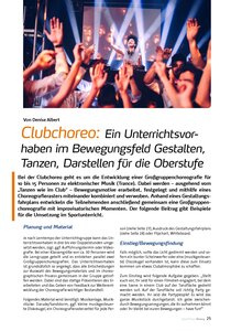 Auf diesem Bild sehen Sie das Produktbild fr CLUBCHOREO: EIN UNTERRICHTS- VORHABEN IM BEWEGUNGSFELD GESTALTEN TANZEN DARSTELLEN