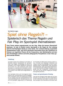 SPIEL OHNE REGELN?! - SPIELE- RISCH DAS THEMA REGELN U. FAIR PLAY THEMATISIEREN