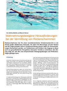 WAHRNEHMUNGSBEZOGENE HERAUS- FORDERUNGEN BEI DER VERMITT- LUNG VON RCKENSCHWIMMEN