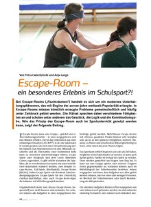 ESCAPE-ROOM - EIN BESONDERES ERLEBNIS IM SCHULSPORT?!