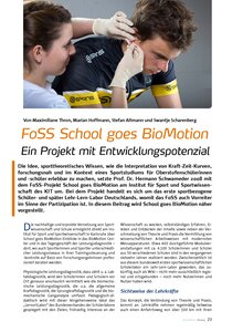 FOSS SCHOOL GOES BIOMOTION: EIN PROJEKT MIT ENTWICKLUNGS- POTENZIAL