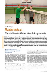 Auf diesem Bild sehen Sie das Produktbild f�r BADMINTON: EIN SCH�LERORIEN- TIERTER VERMITTLUNGSANSATZ