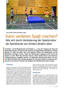 WIE SICH DURCH VER�NDERUNG DER SPIELSTRUKTUR DIE SPORTFREUDE VON KINDERN F�RDERN L�SST