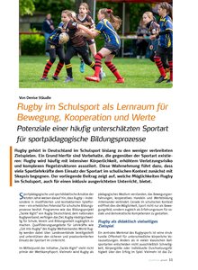 Auf diesem Bild sehen Sie das Produktbild f�r RUGBY IN DER SCHULE ALS LERN- RAUM F�R BEWEGUNG KOOPERA- TION UND WERTE