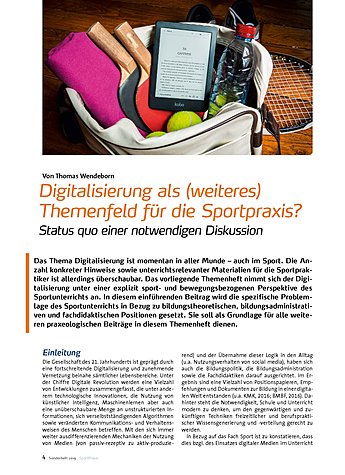 DIGITALISIERUNG ALS (WEITERES) THEMENFELD FR DIE SPORTPRAXIS