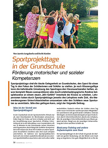 SPORTPROJEKTTAGE IN DER GRUNDSCHULE FRD. MOT. U. SOZ. KOMPETENZEN