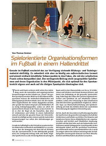 SPIELORIENTIERTE ORGANISATI- ONSFORMEN IM FUSSBALL IN EINEM HALLENDRITTEL