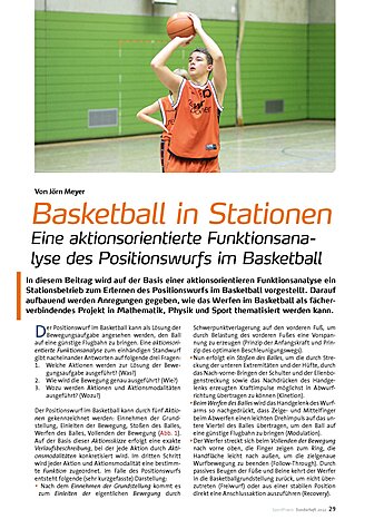 BASKETBALL AN STATIONEN AKTIONSORIEN. FUNKTIONSANALYSE DES POSITIONSWURFS