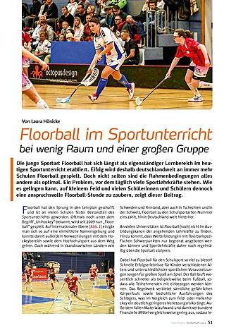 FLOORBALL IM SPORTUNTERRICHT BEI WENIG RAUM UND EINER GROSSEN GRUPPE