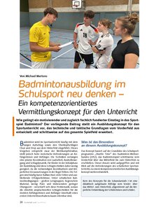 BADMINTONAUSBILDUNG IM SCHULSPORT NEU DENKEN